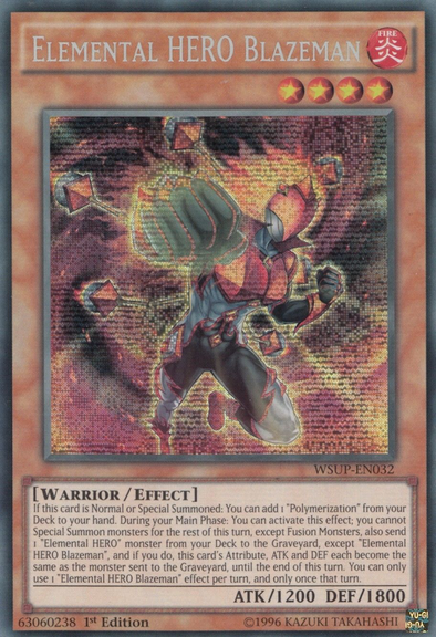 Elemental HERO Blazeman - WSUP-EN032 - Prismatic Secret Rare - 1st Edition available at 401 Games Canada