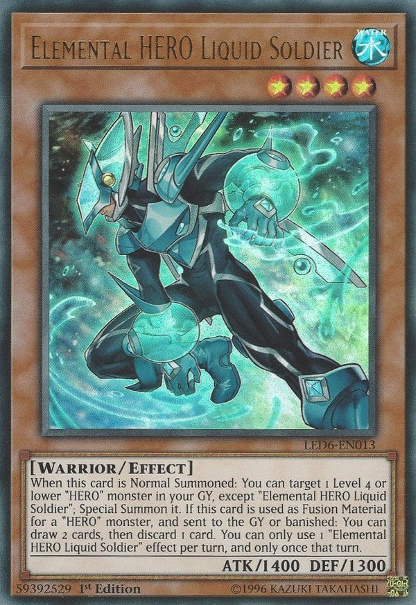 Elemental HERO Liquid Soldier - LED6-EN013 - Ultra Rare - 1st Edition available at 401 Games Canada
