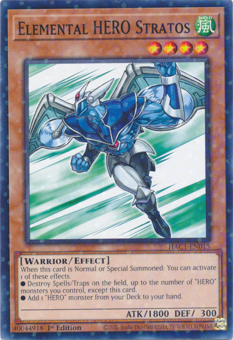 Elemental HERO Stratos - HAC1-EN015 - Duel Terminal Normal Parallel Rare available at 401 Games Canada