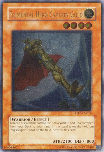 Elemental Hero Captain Gold - FOTB-EN014 - Ultimate Rare - Unlimited available at 401 Games Canada