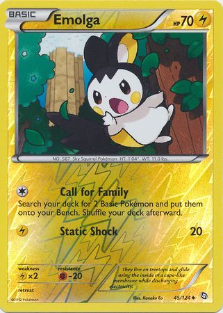 Emolga - 45/124 - Uncommon - Reverse Holo available at 401 Games Canada