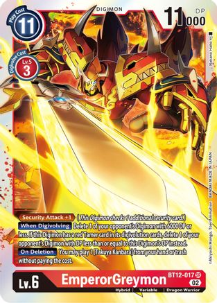 EmperorGreymon - BT12-017 - Super Rare available at 401 Games Canada