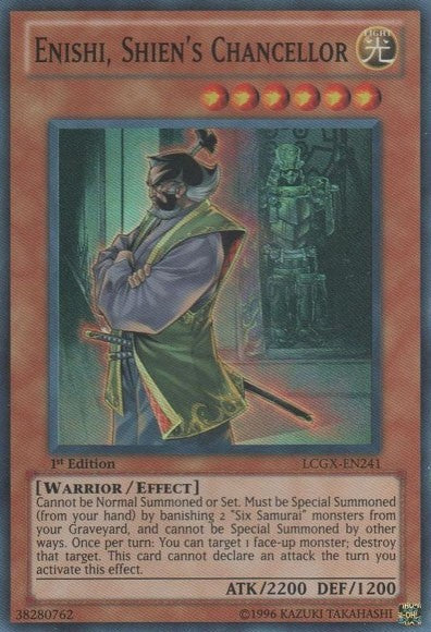 Enishi, Shien's Chancellor - LCGX-EN241 - Super Rare - 1st Edition available at 401 Games Canada