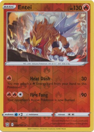 Entei - 020/163 - Holo Rare - Reverse Holo available at 401 Games Canada