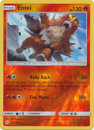 Entei - 28/236 - Rare - Reverse Holo available at 401 Games Canada