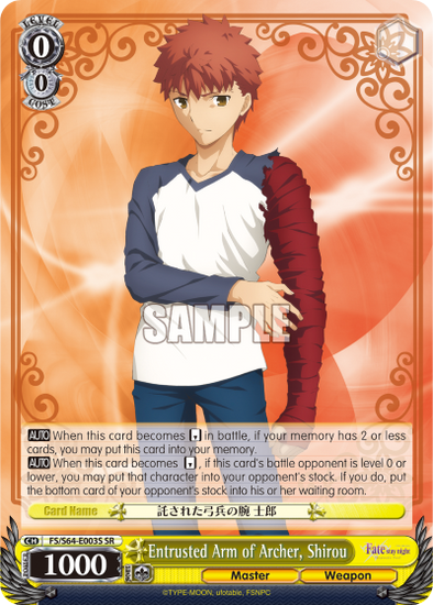 Entrusted Arm of Archer, Shirou - FS/S64-E003S - Super Rare available at 401 Games Canada