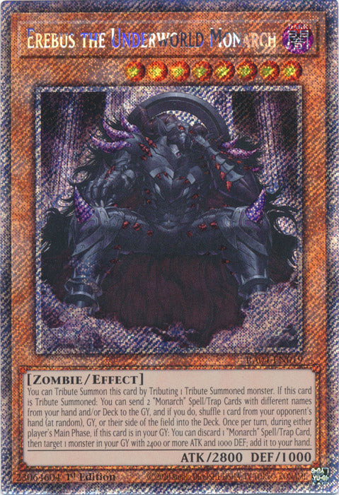 Erebus the Underworld Monarch (Platinum Secret Rare) - RA04-EN019 - Platinum Secret Rare - 1st Edition