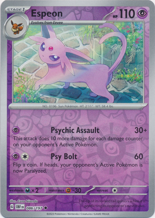 Espeon - 086/197 - Uncommon - Reverse Holo available at 401 Games Canada