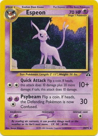 Espeon - 20/75 - Rare - Unlimited available at 401 Games Canada