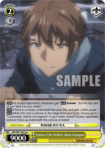 Evasion of the Accident, Sakuta Azusagawa - SBY/W77-E013 - Uncommon available at 401 Games Canada