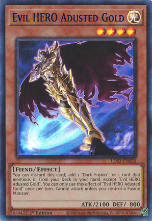 Evil HERO Adusted Gold (Blue) - LDS3-EN025 - Ultra Rare - 1st Edition available at 401 Games Canada