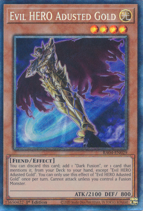 Evil HERO Adusted Gold (PCR) - RA04-EN029 - Prismatic Collector's Rare - 1st Edition