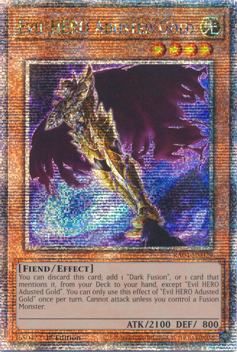 Evil HERO Adusted Gold - RA04-EN029 - Quarter Century Secret Rare - 1st Edition
