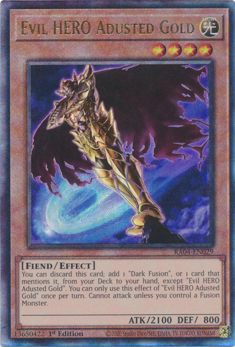 Evil HERO Adusted Gold (PUR) - RA04-EN029 - Prismatic Ultimate Rare - 1st Edition