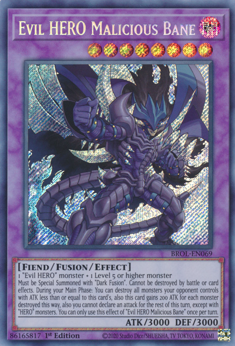Evil HERO Malicious Bane - BROL-EN069 - Secret Rare - 1st Edition available at 401 Games Canada