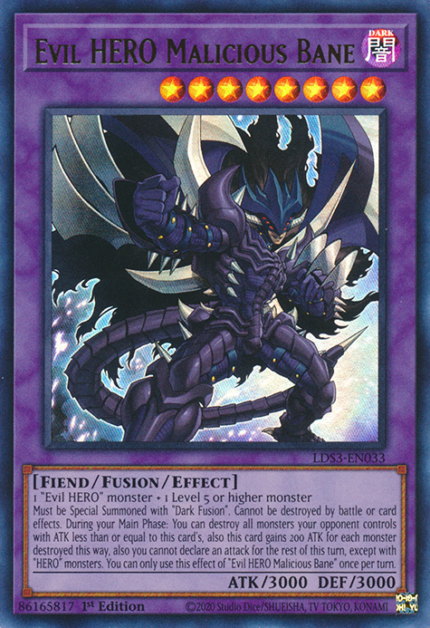 Evil HERO Malicious Bane - LDS3-EN033 - Ultra Rare - 1st Edition available at 401 Games Canada