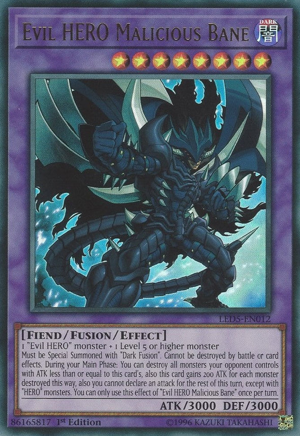 Evil HERO Malicious Bane - LED5-EN012 - Ultra Rare - 1st Edition available at 401 Games Canada