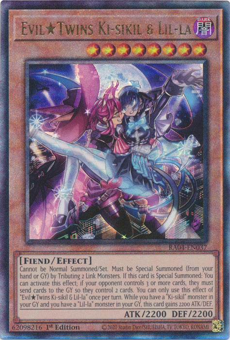 EvilTwins Ki-sikil & Lil-la (PUR) - RA04-EN037 - Prismatic Ultimate Rare - 1st Edition