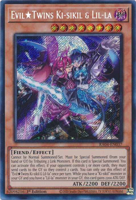 EvilTwins Ki-sikil & Lil-la (Secret Rare) - RA04-EN037 - Secret Rare - 1st Edition