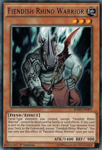 Fiendish Rhino Warrior - BOSH-EN091 - Rare - 1st Edition available at 401 Games Canada