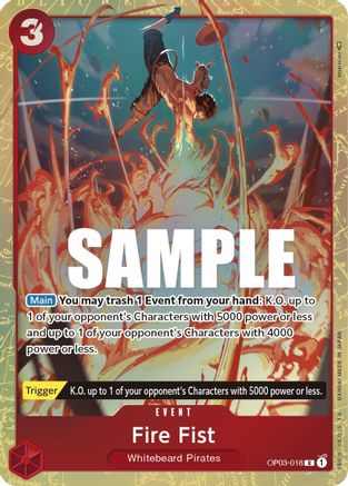 Fire Fist (Alternate Art) - OP03-018 - Rare available at 401 Games Canada