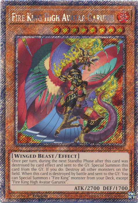Fire King High Avatar Garunix (Platinum Secret Rare) - RA04-EN194 - Platinum Secret Rare - 1st Edition
