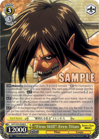 "Firm Will" Eren Titan - AOT/S35-E008 - Rare available at 401 Games Canada