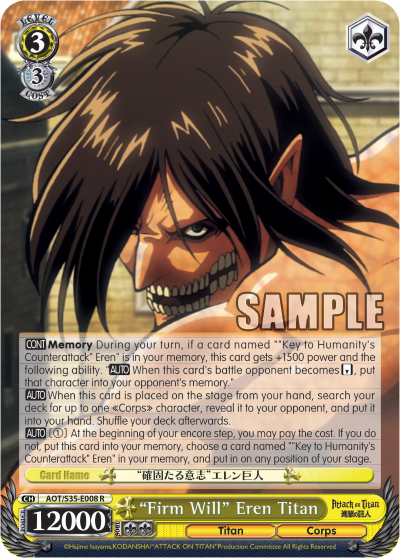 "Firm Will" Eren Titan - AOT/S35-E008 - Rare available at 401 Games Canada