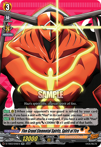 Five Grand Elemental Spirits, Spirit of Fire - D-TB03/046 - Double Rare available at 401 Games Canada