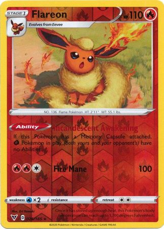 Flareon - 026/185 - Rare - Reverse Holo available at 401 Games Canada