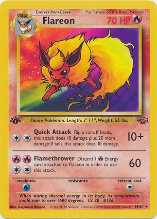 Flareon - 19/64 - Rare - 1st Edition available at 401 Games Canada