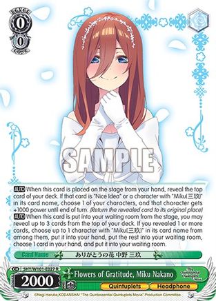 Flowers of Gratitude, Miku Nakano - 5HY/W101-E027 - Rare available at 401 Games Canada