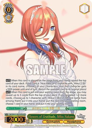 Flowers of Gratitude, Miku Nakano (HYR) - 5HY/W101-E027HYR - Hanayome Rare available at 401 Games Canada