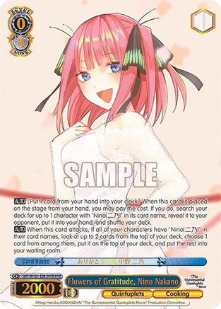 Flowers of Gratitude, Nino Nakano (HYR) - 5HY/W101-E081HYR - Hanayome Rare available at 401 Games Canada