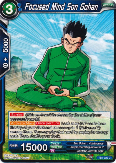 Focused Mind Son Gohan - TB1-029 - Common (Foil) available at 401 Games Canada