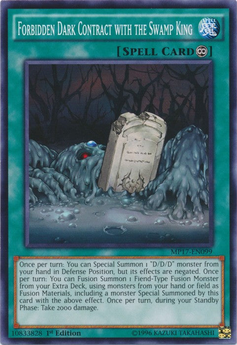 Forbidden Dark Contract with the Swamp King - MP17-EN099 - Common - 1st Edition available at 401 Games Canada