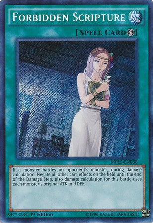 Forbidden Scripture - MP15-EN038 - Secret Rare - 1st Edition available at 401 Games Canada