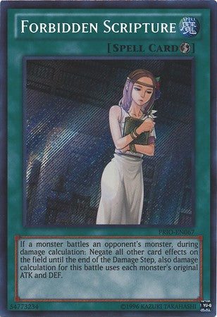 Forbidden Scripture - PRIO-EN067 - Secret Rare - Unlimited available at 401 Games Canada