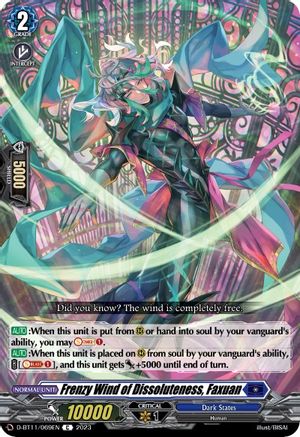 Frenzy Wind of Dissoluteness, Faxuan - D-BT11/069EN - Common available at 401 Games Canada