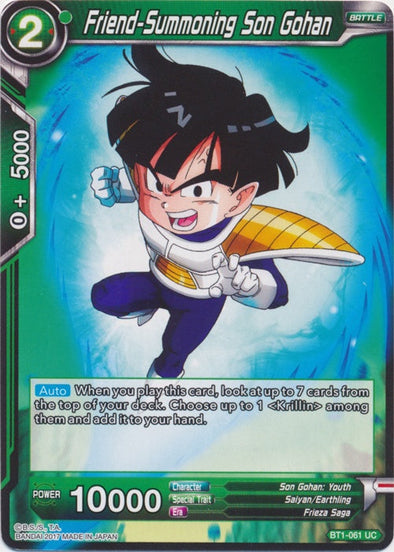 Friend-Summoning Son Gohan - BT1-061 - Uncommon available at 401 Games Canada