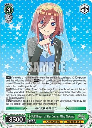 Fulfillment of Her Dream, Miku Nakano - 5HY/W101-E036 - Uncommon available at 401 Games Canada