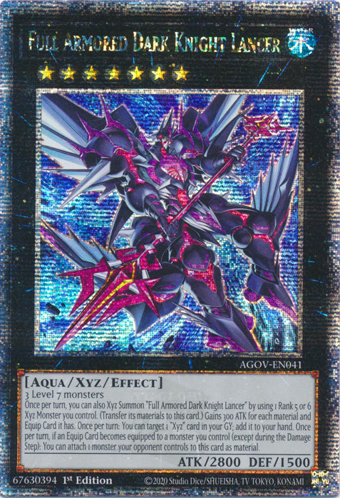 Full Armored Dark Knight Lancer - AGOV-EN041 - Quarter Century Secret Rare - 1st Edition available at 401 Games Canada