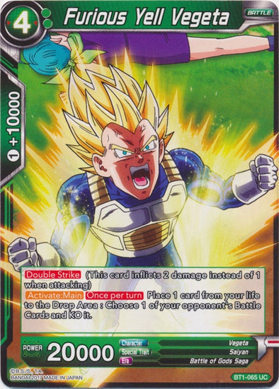 Furious Yell Vegeta - BT1-065 - Uncommon available at 401 Games Canada