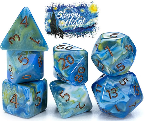 Van Gogh Dice - 7 Piece - Starry Night Dice