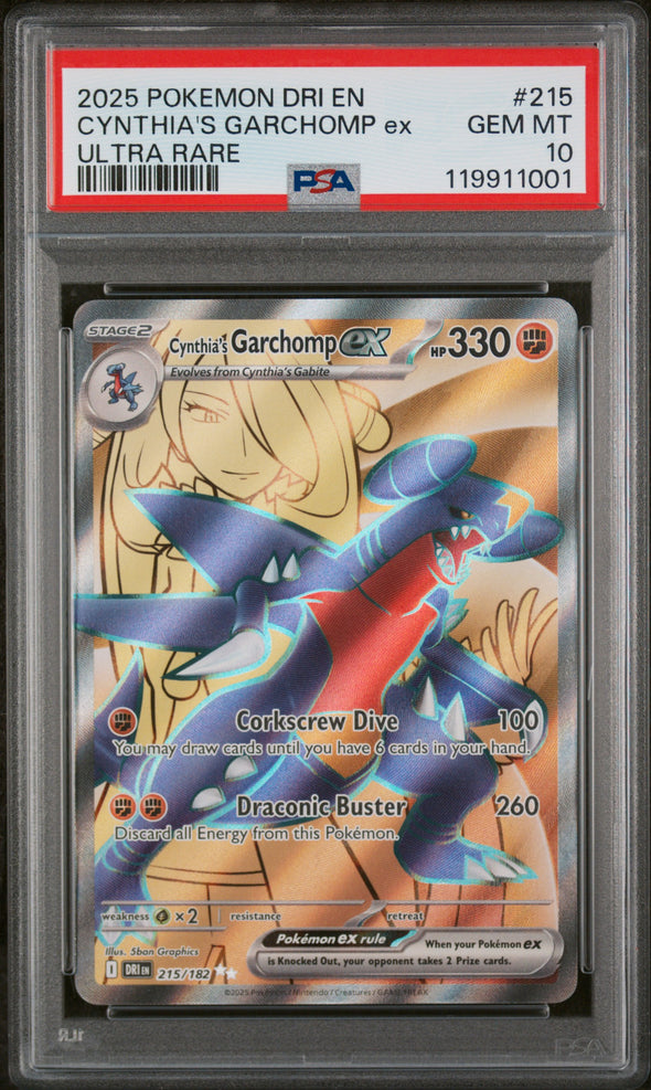CYNTHIA'S GARCHOMP ex (215) - POKEMON DRI EN-DESTINED RIVALS - ULTRA RARE - GEM MT 10