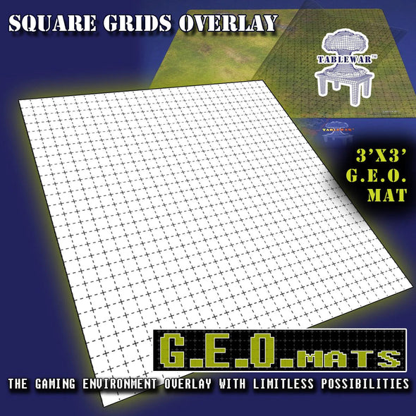 G.E.O. Mats - 3x3 - 1" Square Grid Overlay In Black available at 401 Games Canada