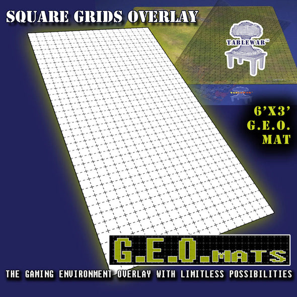 G.E.O. Mats - 6x3 - 1" Square Grid Overlay In Black available at 401 Games Canada