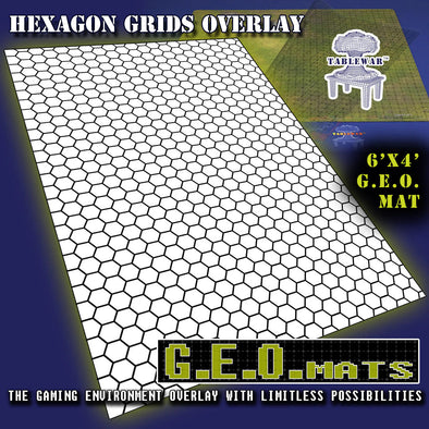 G.E.O. Mats - 6x4 - 1" Hex Grid Overlay In Black available at 401 Games Canada