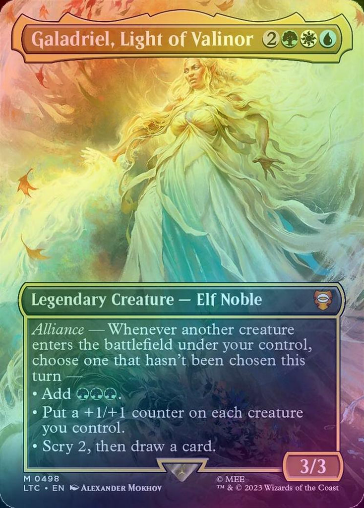 Mtg Proxy Galadriel, Light Of Valinor Borderless Mtg Lord Of The