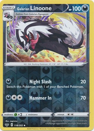 Galarian Linoone - 118/202 - Uncommon - Reverse Holo available at 401 Games Canada